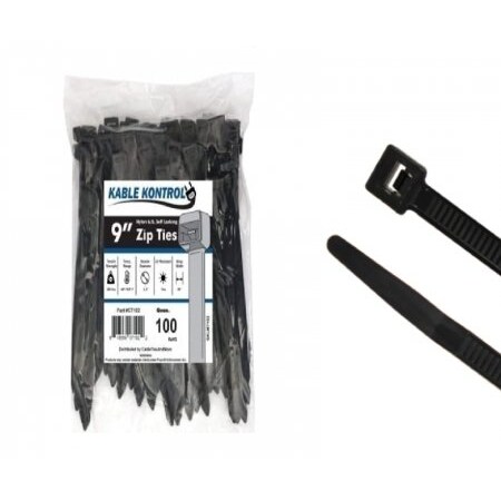 Cable Zip Ties 9 Long Extra Heavy Duty - UV Resistant Nylon - 250 Lbs Tensile Strength - 100 Pc Pack
